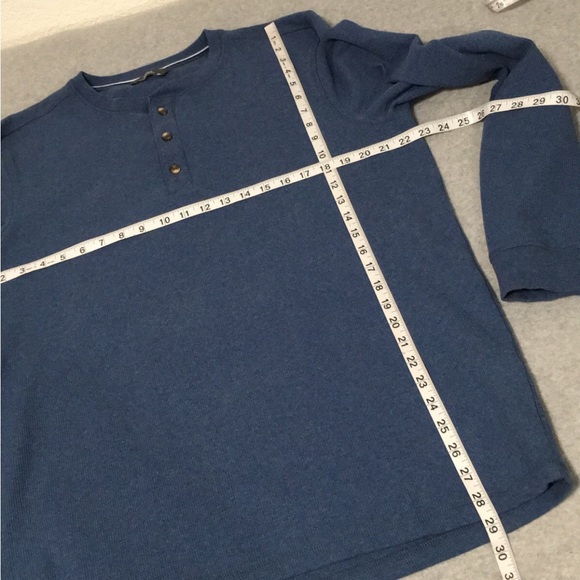 Mens Thermal Henley Shirt Top Long Sleeve Size XL Blue - Picture 5 of 9